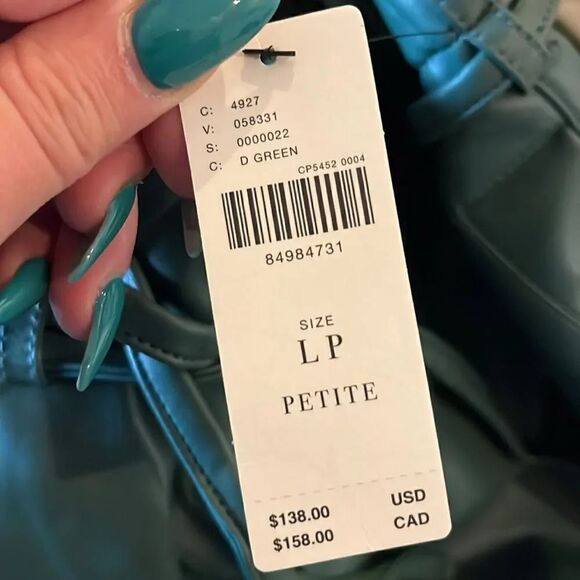 Pilcro for Anthropologie Dark Green Faux Leather Soft Parachute Pants, LP! - Picture 10 of 10